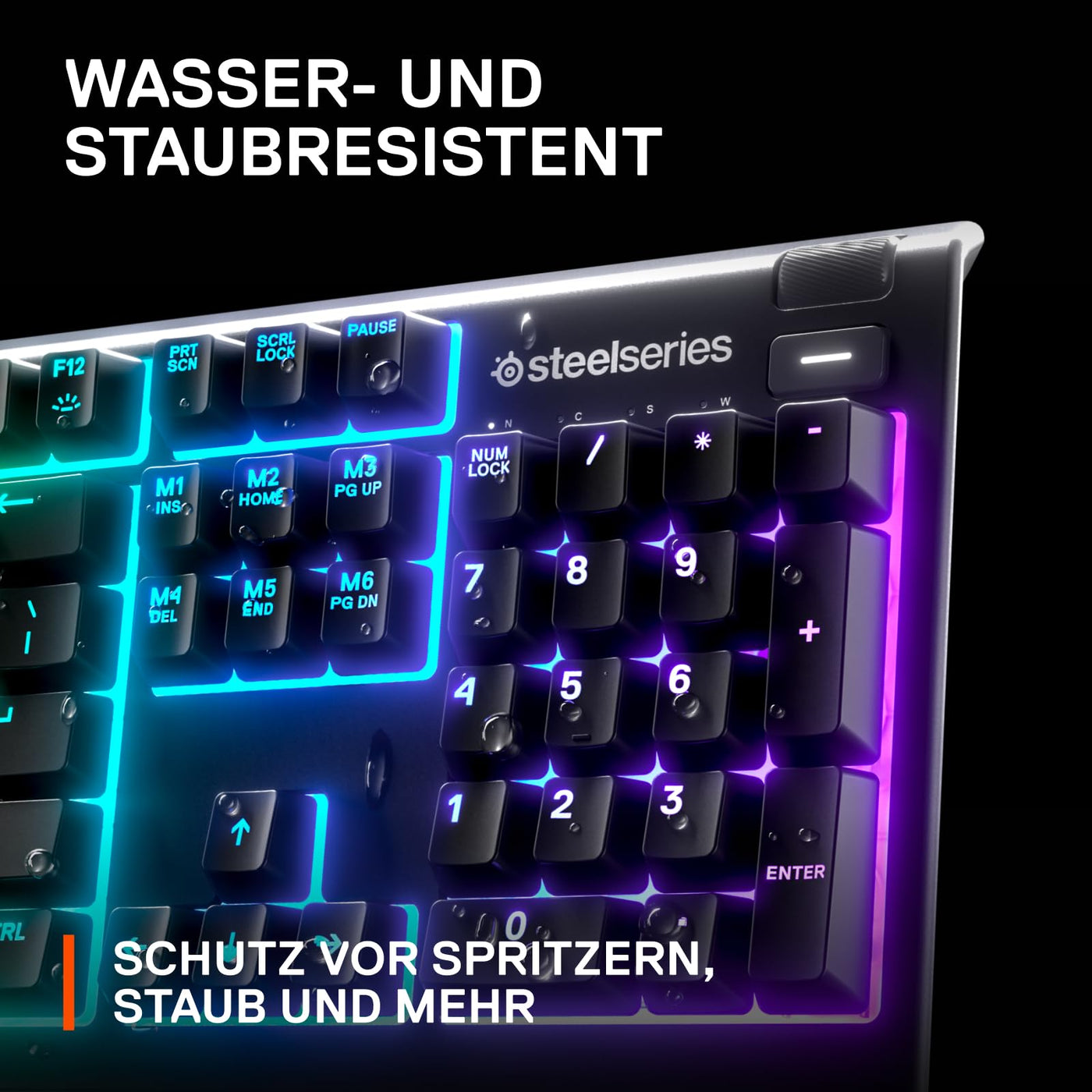 SteelSeries Apex 3 - Gaming Tastatur - 10-Zonen RGB-Beleuchtung - Premium magnetische Handballenauflage - Deutsches (QWERTZ) Layout