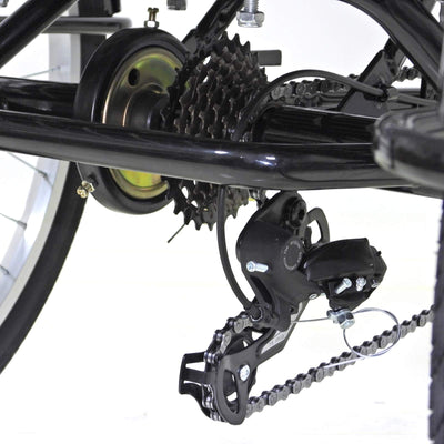 Chynalys 24'' 8 Gang Dreirad für Erwachsene, Cruiser Fahrräder Lasten-Dreirad Trike Bike mit Bsaket, Hochkohlenstoffstahl Erwachsenen-Dreirad für Outdoor, verstellbar (24 Zoll, schwarz)