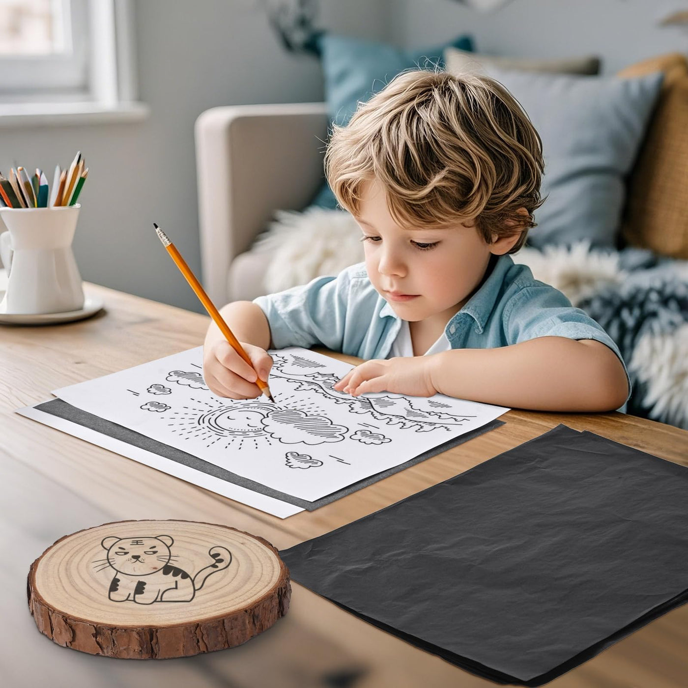 100 Blatt Transfer- und Kopierpapier, A4 Black Carbon pauspapier für holz, kohlepapier zum nachzeichnen, graphitpapier, durchschreibepapier, 21 x 29,7 cm