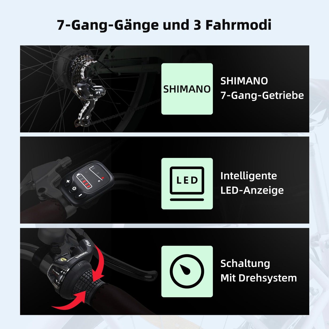 VecoCraft E-Bike City Elektrofahrrad für Herren und Damen 28 Zoll 7-Gang-Modus 3 Fahrmodi mit 10 Ah Akku 36V 250W Heckmotor RH 46 cm (Olivgrün)