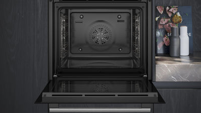 Siemens HB517GBS3, iQ500, Einbau-Backofen 60 x 60 cm, Hydrolytische Reinigungshilfe, lightControl für intuitive Bedienung, 3D Heißluft, cookControl10 Automatikprogramme, Schnellaufheizung, softMove