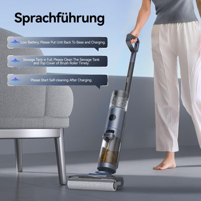 JONR ED12 Pro Nass Trockensauger Akku, Kabelloser Saugwischer, Dreikantenreinigung, Heißwasser-Selbstreinigung Heißluft-Trocknung, 850mL Wassertank, Anti-Verwirrungs-Haar für Hartböden, Tierhaare