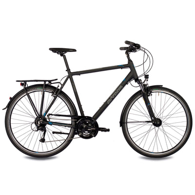 Airtracks Herren Trekking Fahrrad 28 Zoll Trekkingbike TR.2820 Trekkingrad City Bike 24 Gang Shimano ACERA RD-T3000 Kettenschaltung Nabendynamo Schwarz Matt - 60cm Körpergröße 185-195 cm