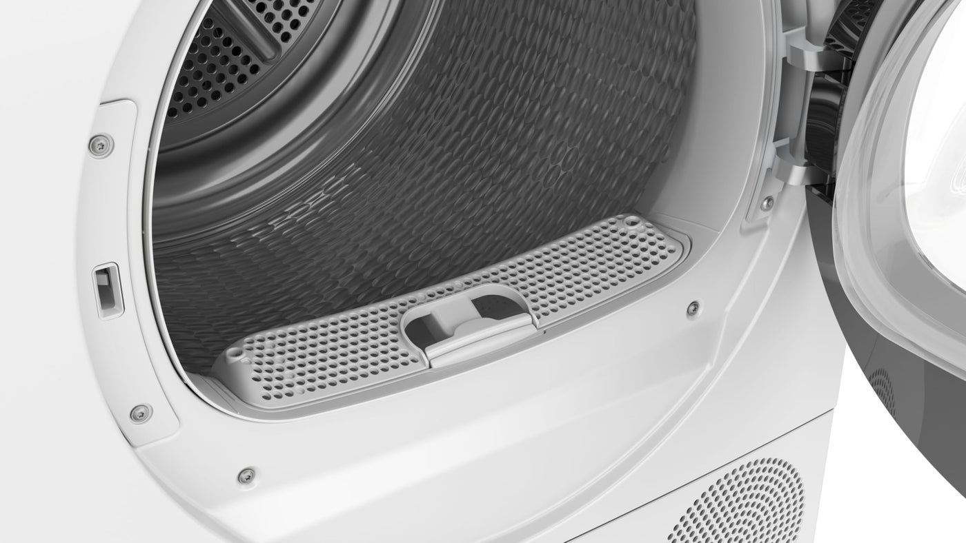 Siemens WQ45H2BECO, iQ500, Smarter Wärmepumpentrockner 9 kg, Selbstreinigender Kondensator, autoDry, speedPack, Reversierende Trommel, Nachlegefunktion, halbe Beladung, Trommelinnenbeleuchtung, Weiß