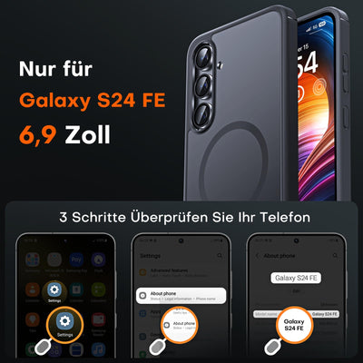TOCOL für Samsung Galaxy S24 FE Hülle für Magsafe, Schutz in Militärqualität, Stoßfest Kratzfest Handyhülle für Galaxy S24 FE 5G Case, Schwarz