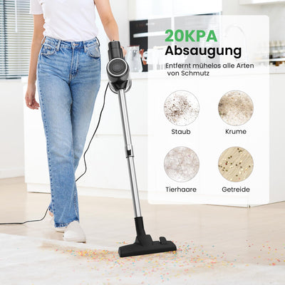 Vexilar C6 3-in-1 Staubsauger, 20KPa Staubsauger mit Kabel, 600W Vacuum Cleaner, 7M Handstaubsauger, Stielstaubsauger mit Kabel mit Überhitzungsschutz, 800 ml Staubbehälter mit Handgriff für Tierhaare