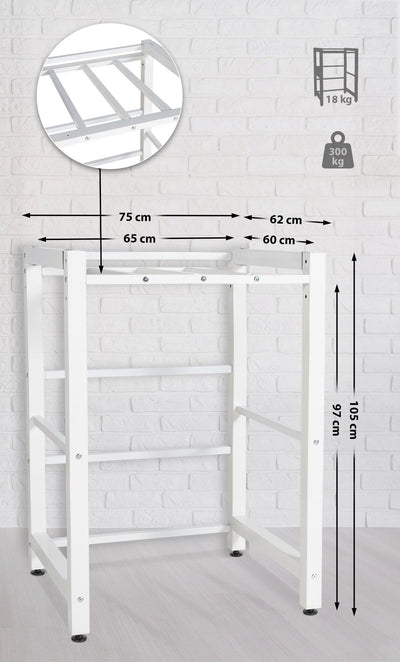 CLP Waschmaschinenregal Medina I Für Bis Zu 2 Haushaltsgeräte I Überbau Aus Stahl, Farbe:weiß