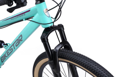 BIKESTAR Fully Mountainbike Shimano 21 Gang Schaltung, Scheibenbremse 27.5 Zoll Reifen | 17 Zoll Rahmen MTB Vollgefedert | Mint