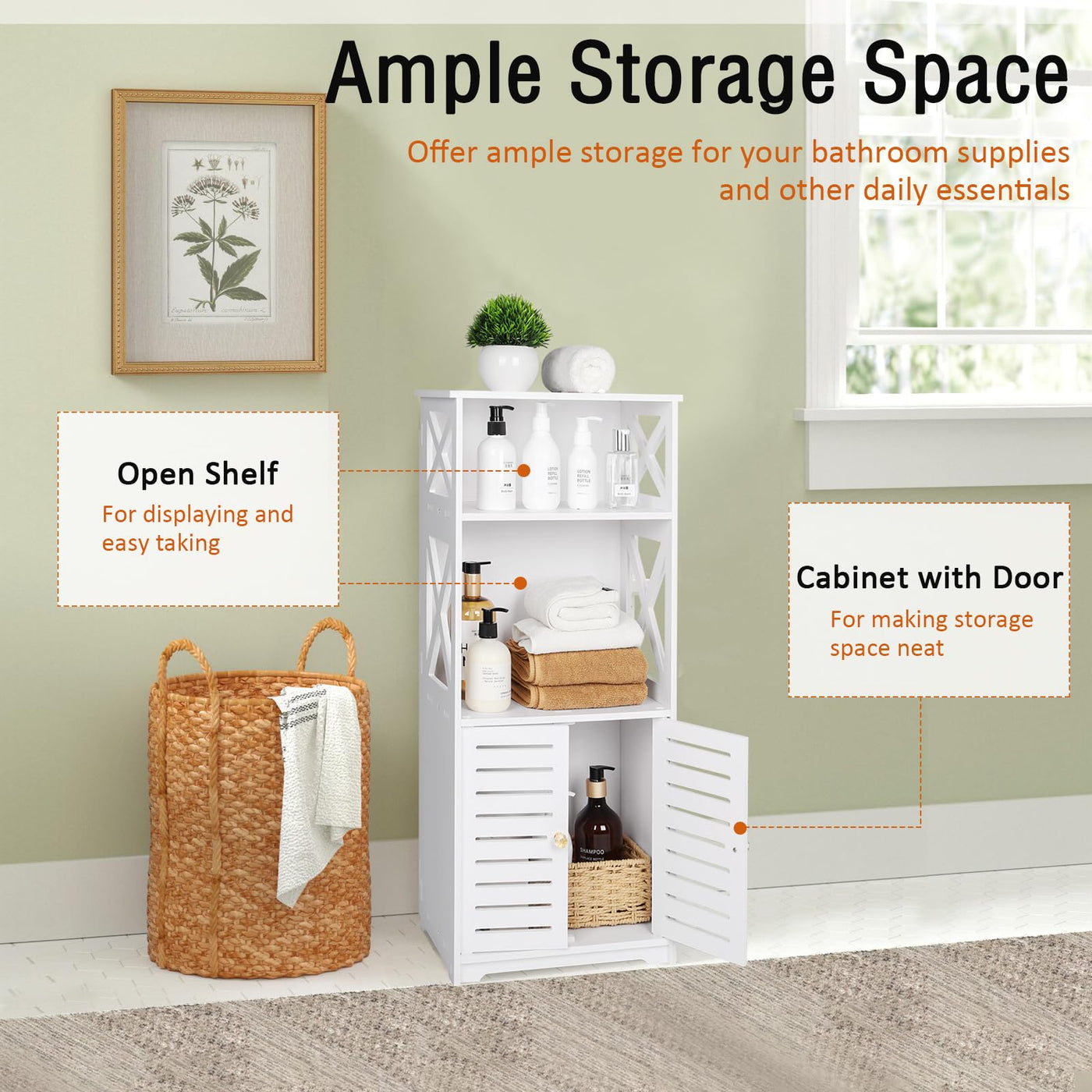 Tiasott Badezimmer-Boden-Aufbewahrungsschrank, Badezimmer-Aufbewahrung, Möbel, Heim-Organizer, Regal, Regal, Regal, wasserdicht, Badezimmerschrank, freistehender Schrank mit Regal, Eckschrank, 30 x 22