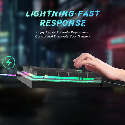 RaceGT Gaming Tastatur Kabel, Tastaturen LED Handballenauflage Beleuchtet Full Size Metallplatte Keyboard mit Nummernblock, Multimedia Tasten, DE QWERTZ Layout, für Office PC Gamer Laptop Xbox