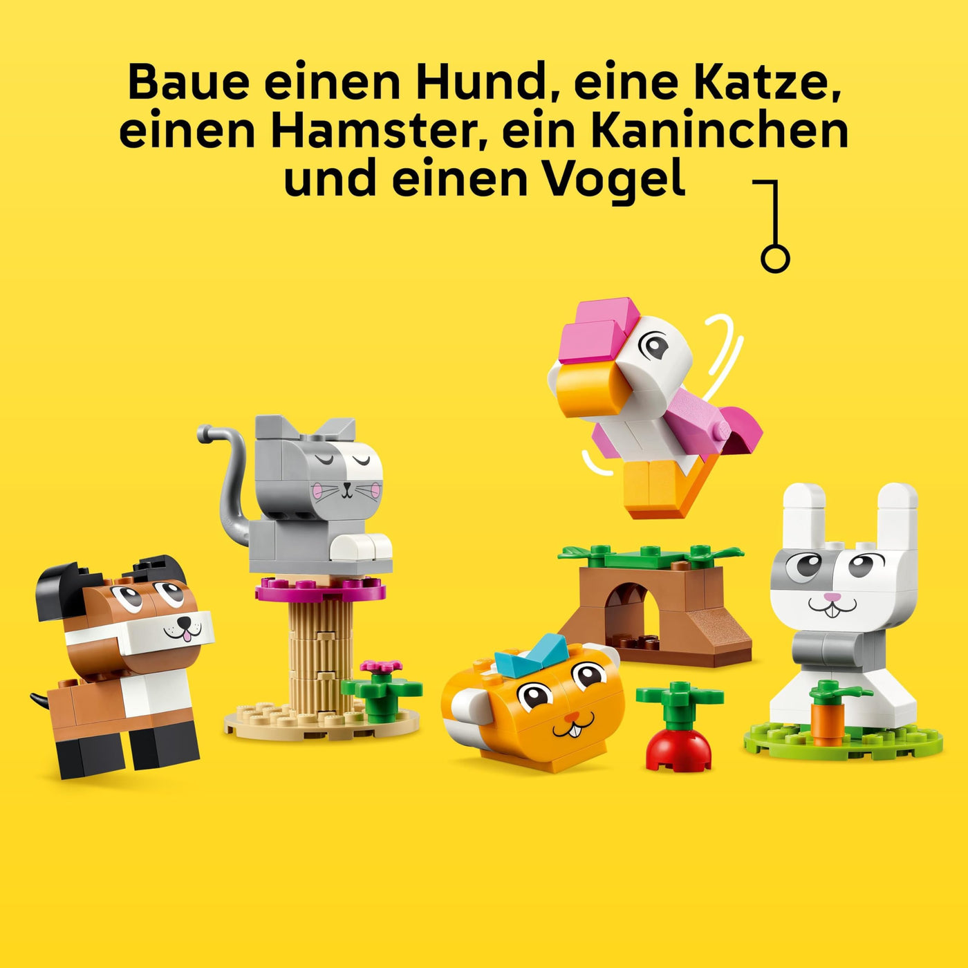 LEGO Classic Kreative Tiere - Spielzeugtiere zum Bauen und Spielen - Lernspielzeug mit Hund, Katze, Hase, Hamster & Vogel - Spielset als Kinder Geschenk für Mädchen und Jungen ab 5 Jahren - 11034