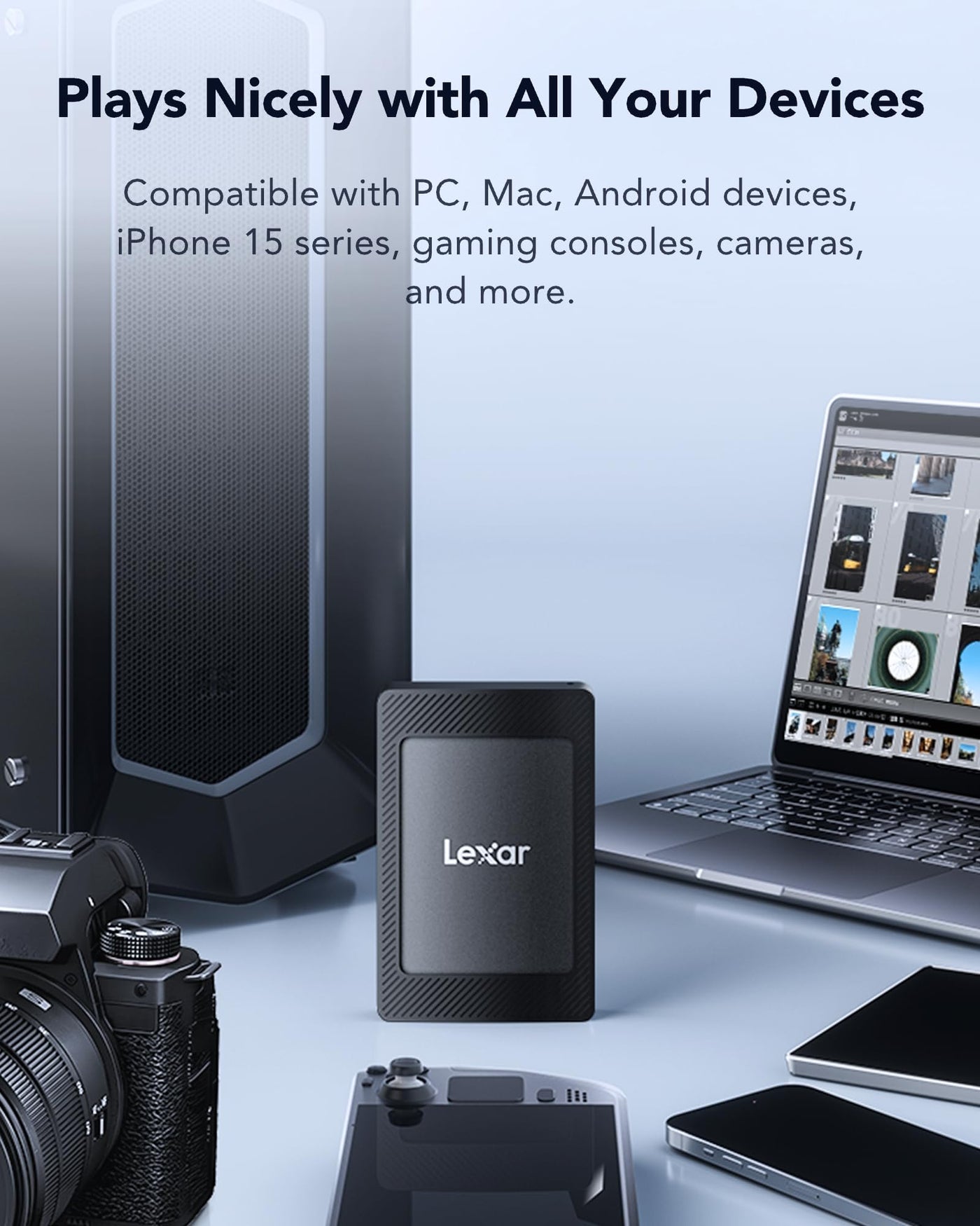 Lexar SL500M 1TB Externe SSD mit Magnetsatz, USB3.2 Gen2x2 Portable SSD, bis zu 2000MB/s Lesen, Kompaktes Externe Solid State Drive Ultra Slim Kompatibel mit iPhone 15 Serie/Mac/PS5/XBOX/Laptop/PC