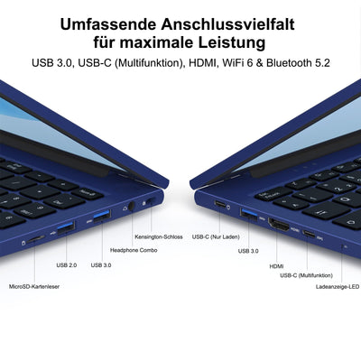 NIMO Laptop 15,6 Zoll Full HD: 16GB RAM, 1TB SSD, Intel N100, WLAN-Konnektivität, USB-C 65W, Fingerabdruck, Beleuchtete Tastatur, Leichter Computer für Arbeit & Studium, Blau
