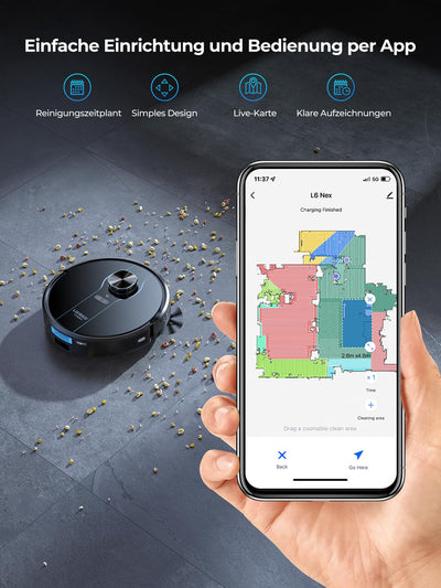 Laresar Clean Saugroboter mit Wischfunktion, Saugroboter mit Absaugstation L6 Nex, LiDAR Navigation, 3L Staubsauger bis zu 180Min, 3-in-1 Kehren, Wischen und Staubsaugen, Ideal für Tierhaare