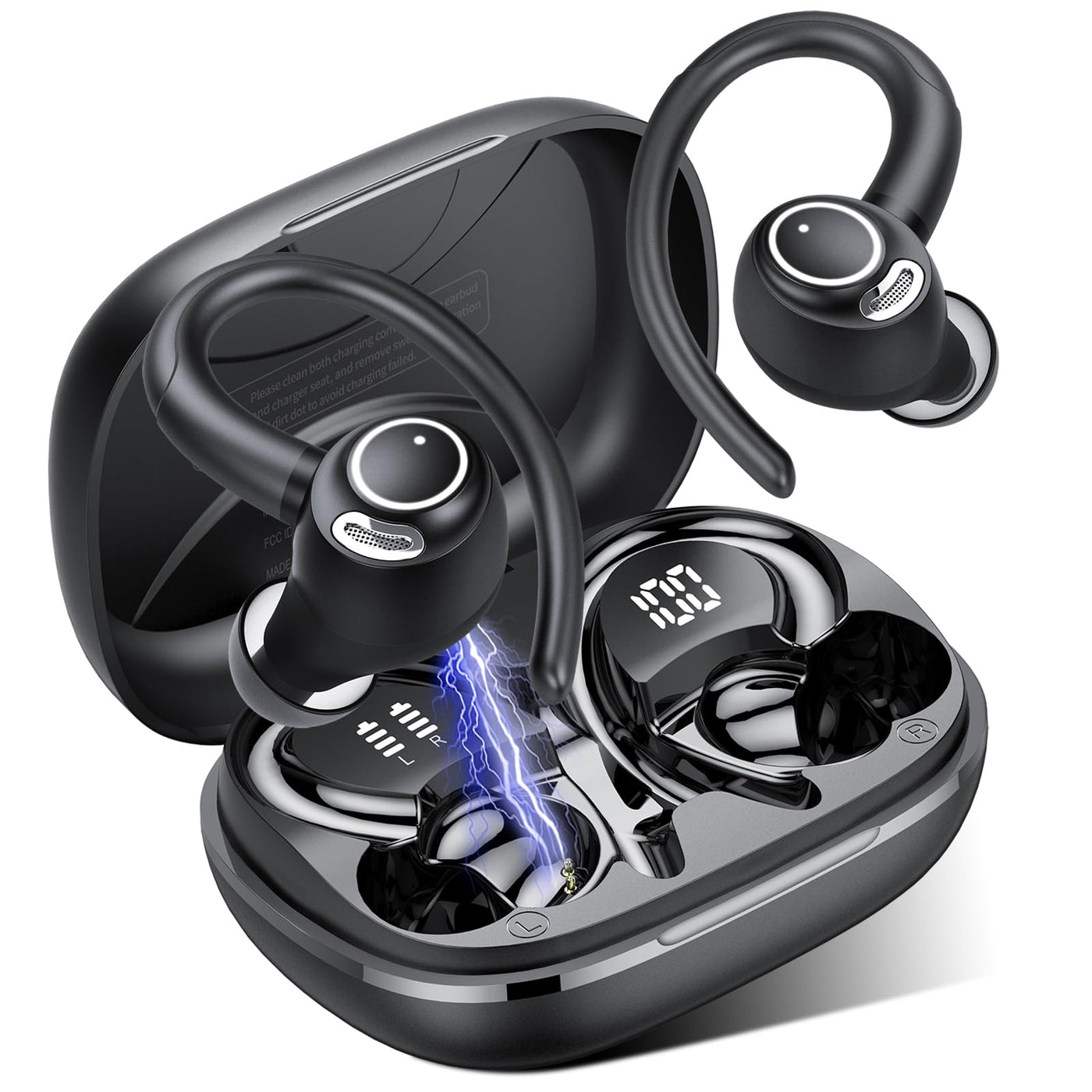 Jesebang Bluetooth Kopfhörer Sport, in Ear Kopfhörer Kabellos Bluetooth 5.3 mit HD Mic, Herausragender Sound, 40 Std Spielzeit, Comfort Fit, Dual LED-Anzeige, IP7 Wasserdicht Ohrhörer mit Ohrhaken