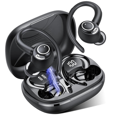 Jesebang Bluetooth Kopfhörer Sport, in Ear Kopfhörer Kabellos Bluetooth 5.3 mit HD Mic, Herausragender Sound, 40 Std Spielzeit, Comfort Fit, Dual LED-Anzeige, IP7 Wasserdicht Ohrhörer mit Ohrhaken