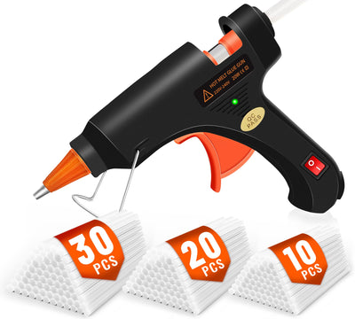 Crenova Feuerfest Heißklebepistole Klebepistole + 60 Mini Heißklebesticks Transparente Klebesticks für DIY Kleine Handwerk und schnelle Reparaturen in Haus & Büro, 20Watt Klebepistolen