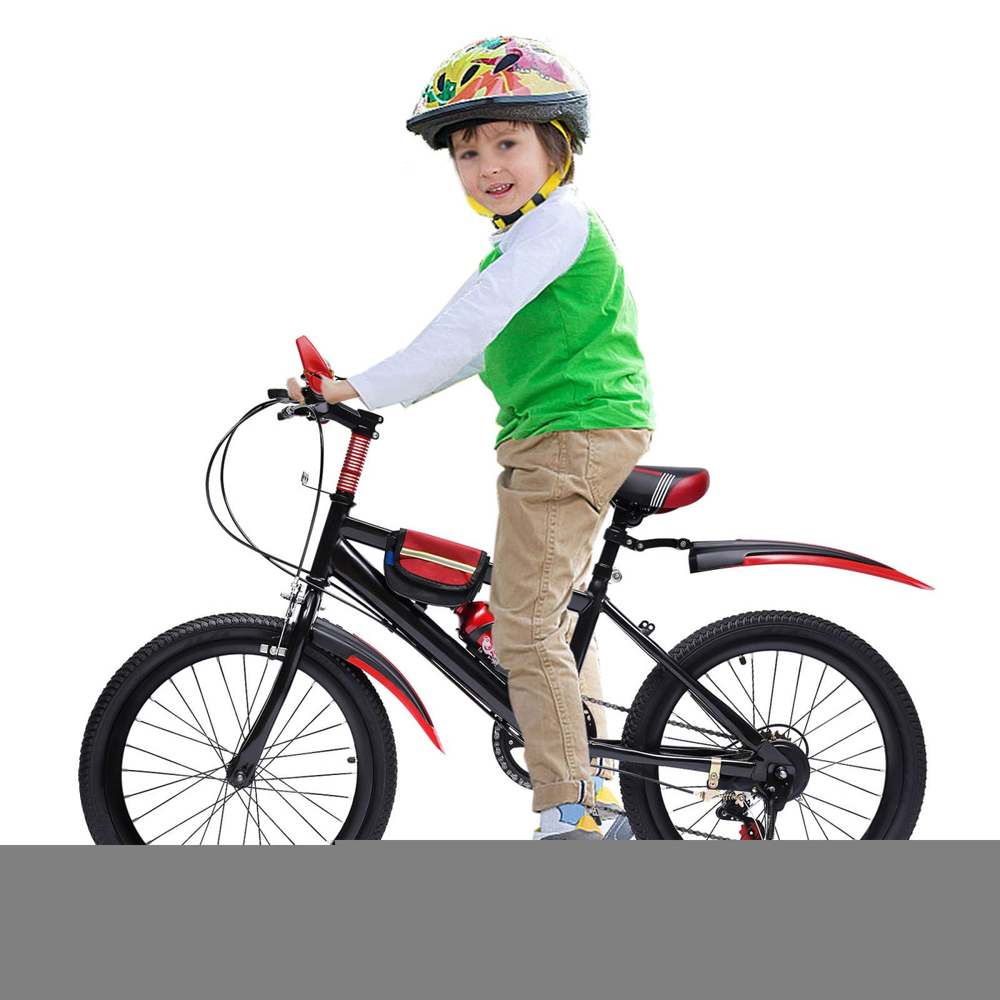 HuKaiL 20 Zoll Mountainbike, 7-Gang Erwachsene Höhenverstellbar mit Klemmbremse und Haltebremse, Fahrräder mit Wasserbecher-Halter und Kompass-Glocke für Straßen, Bergige Gebiete, Rot