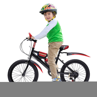 HuKaiL 20 Zoll Mountainbike, 7-Gang Erwachsene Höhenverstellbar mit Klemmbremse und Haltebremse, Fahrräder mit Wasserbecher-Halter und Kompass-Glocke für Straßen, Bergige Gebiete, Rot