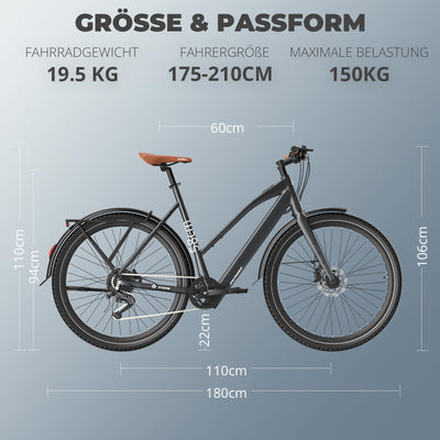 2025 Fafrees 700W E Bike für Erwachsene Akku 36V 10AH [ Offiziell ] Ebike Damen 250W, Elektrofahrrad Herren 25km/h, Elektrisch Fahrrad 100KM, Mountainbike MTB 150kg, Pedelec 700*42C, E Citybike 40N.m