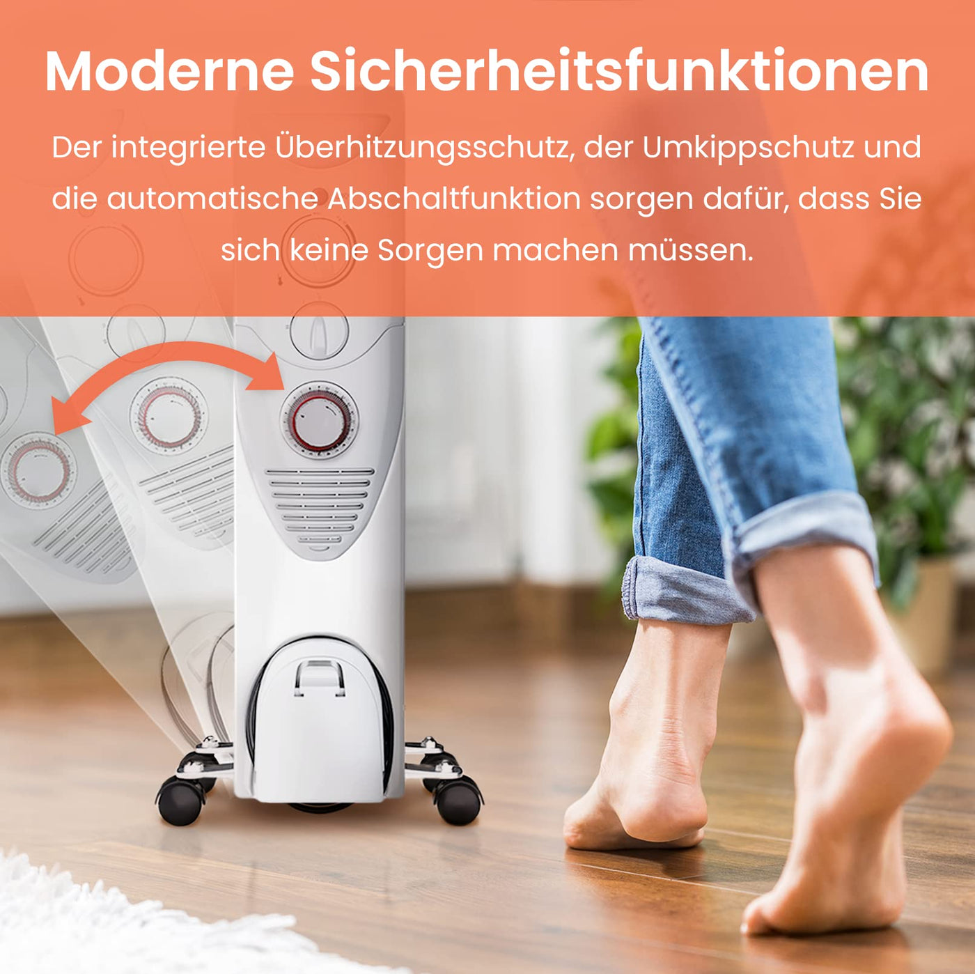 Pro Breeze 2500W Ölradiator energiesparend - Elektro Heizkörper mit 11 Rippen, integrierter Zeitschaltuhr, 3 Heizstufen, regulierbaren Thermostat und Sicherheitsabschaltfunktion