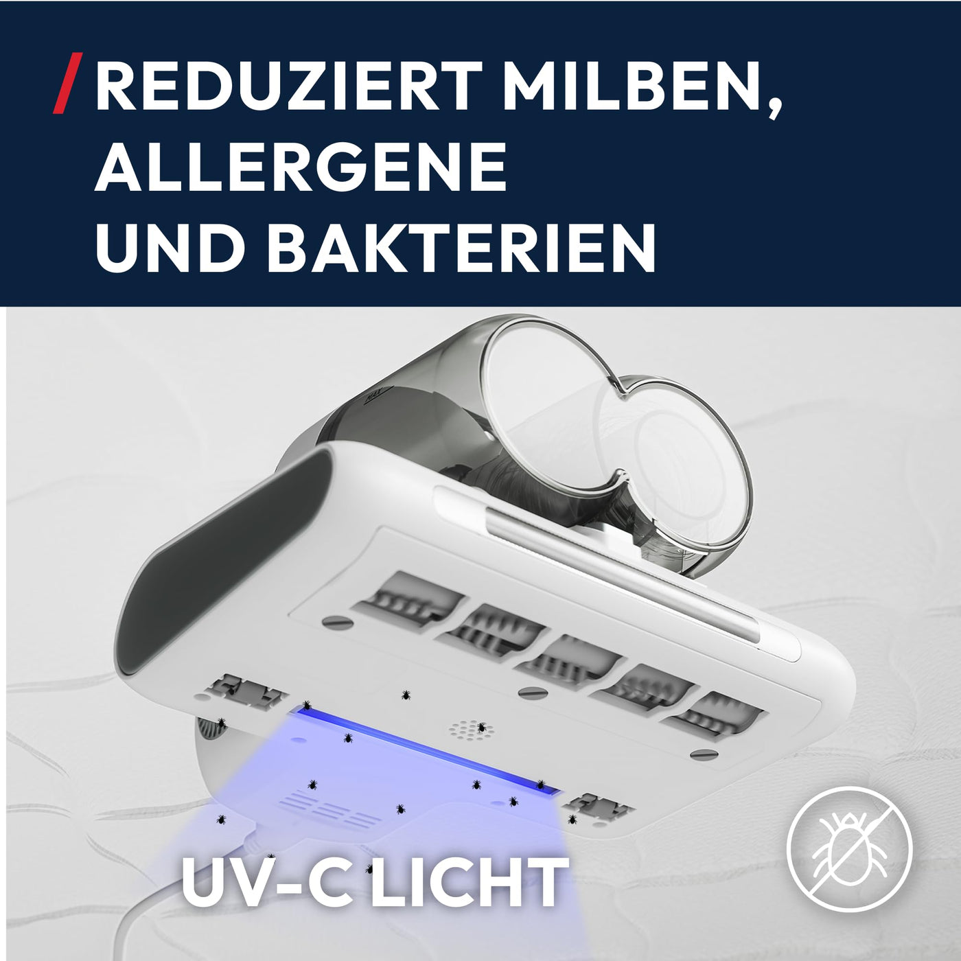 Hoover HMC5 Matratzen Handstaubsauger, 4 automatische Funktionen: Beat&Roll, Staubsaugen, UV-C-Licht, Trocknen, Entfernung von Staubmilben, Bakterien, Allergenen, Milbensauger für Matratzen [HMC510UV]