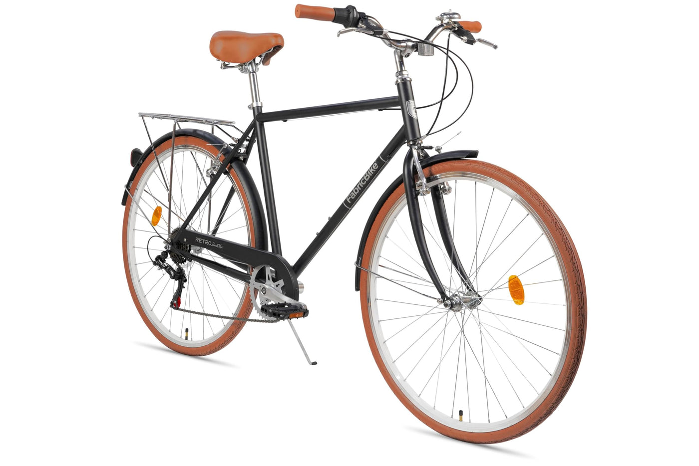 FabricBike Southken - City Bike 28 Zoll, Cityräder, klassisches Stadtrad, Fahrrad mit Korb, bequemer Sattel, 7-Gang-Schaltung (Southken Matte Black, L-58cm)