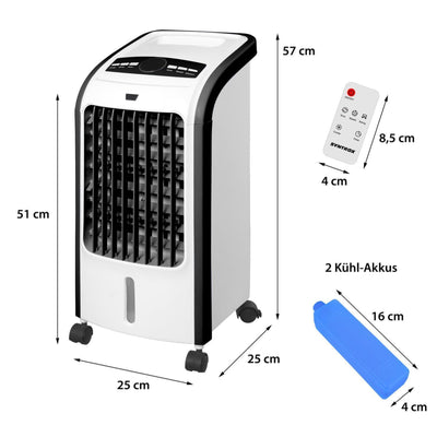 Syntrox Mobiles Klimagerät Air | Luftkühler mit Wasser | Verdunstungskühler, Lufterfrischer und Luftbefeuchter, mit Fernbedienung, gegen trockene Luft