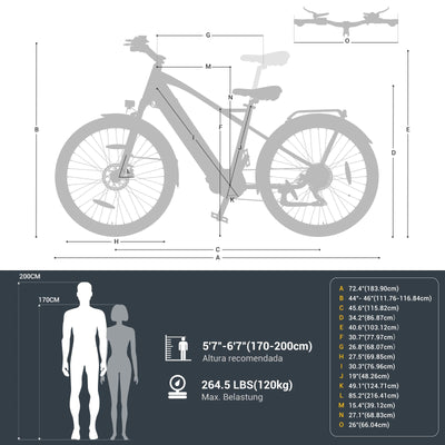 Eleglide C1/C1 ST E Bike mit Mittelmotor, 27,5 Zoll 70 Nm Elektrofahrrad für Damen und Herren, 250W E-Bike, 14,5 Ah Lithium-Akku, Shimano 7 Gänge Trekking Ebike, cityräder 25km/h bis zu 150KM (C1)