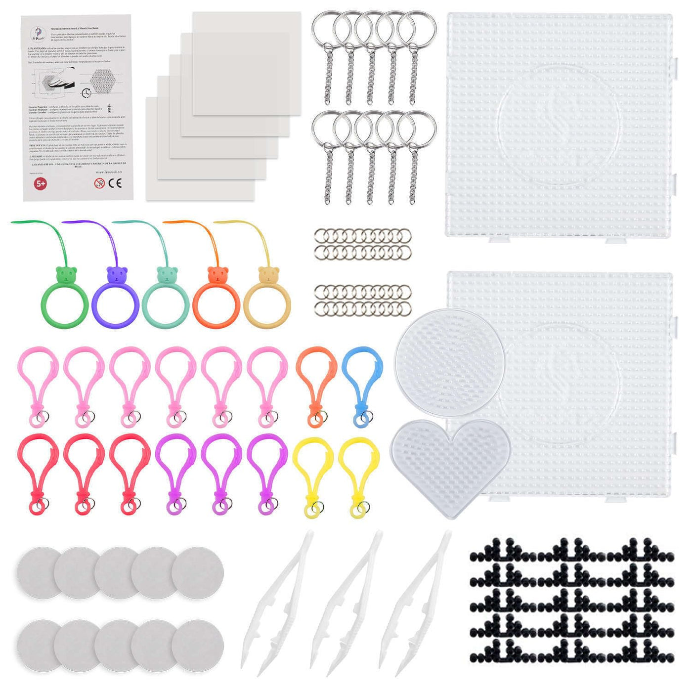 La Manuli Bügelperlenset 24000 Stück Bügelperlen mit Steckplatten, Vorlagen und Zubehör, 5mm Midi Größe (20 Farben + im Dunkeln Leuchten) XXL Bastel Set für Jungen und Mädchen