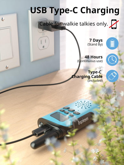 Inspireyes Walkie Talkie Kinder Aufladbar, 48 Stunden Arbeitszeit, 8 Kanäle 2-Wege-Radio, Geschenke für Jungen Mädchen, Outdoor Wandern Camping, 3-12 Jahre altes Spielzeug