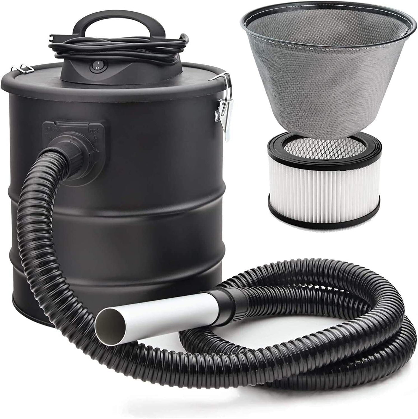 Aschesauger 20L Kaminsauger 1650W + Blasfunktion mit DUAL Filter System, Mobiler Staubsauger Ideal zum Reinigen von Kaminöfen, Grills und Feuerstellen SN2018