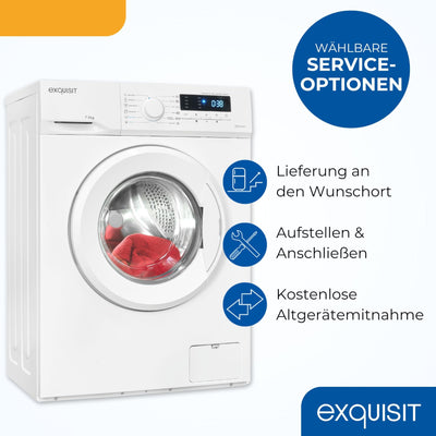 Exquisit Waschmaschine 7kg, Energieeffizienzklasse A, max. 1400 U/Min, Kurzprogramm, Mixprogramm, Startzeitvorwahl (3-24 Std.), Aquastop, 12 Waschprogramme, WA57014-020A weiss