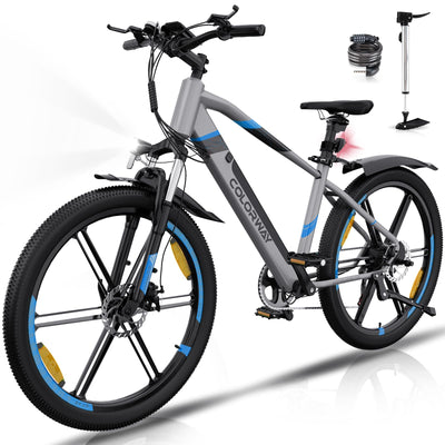 COLORWAY E Bike Herren Damen Elektrofahrräder 26 x 2,35 Zoll 250W Motor 36V 12Ah herausnehmbarer Akku EBike, Höchstgeschwindigkeit 25 km/h, E Mountainbike Ausdauer 35-90KM