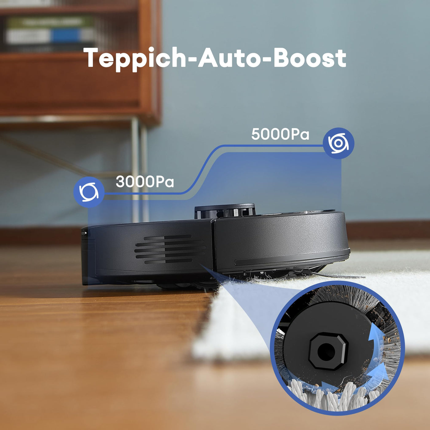 Ultenic D10 Saugroboter mit Wischfunktion, Staubsauger Roboter mit LiDAR Navigation 5000 Pa Saugkraft, 50 dB Saugroboter, Steuerung für Alexa Siri App, gut für Tierhaare Teppich Hartboden