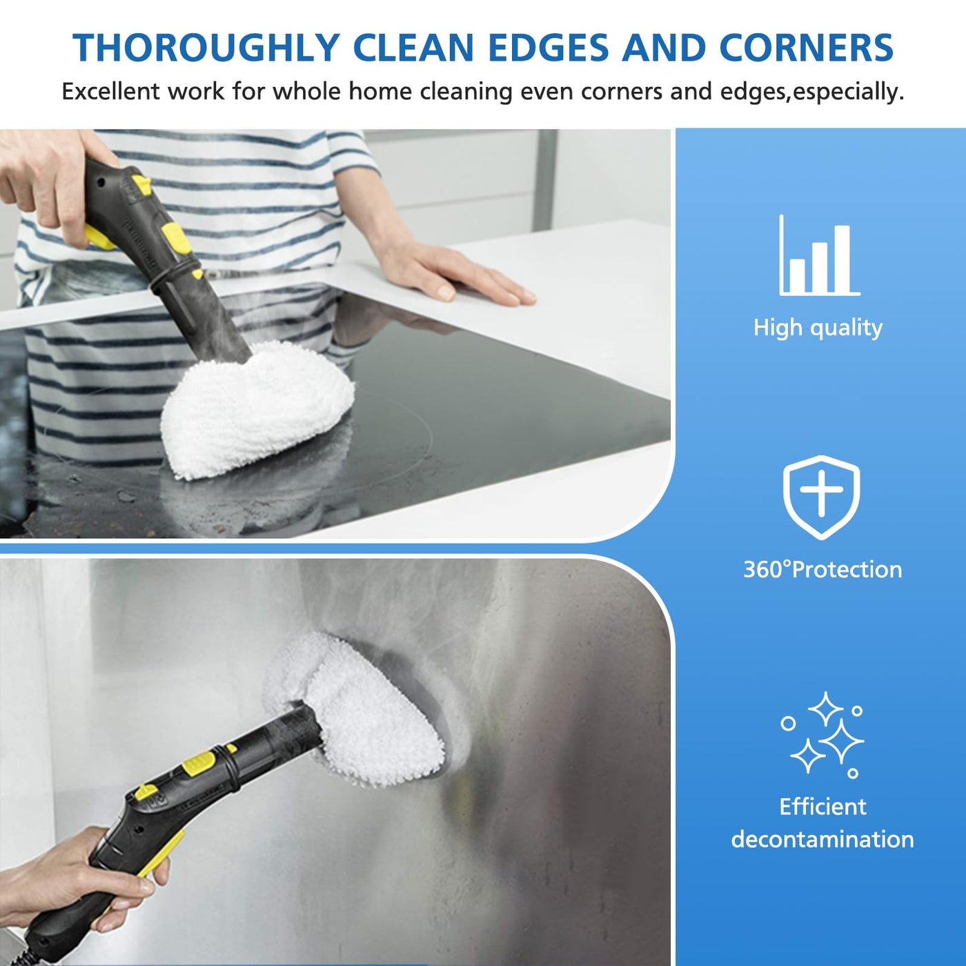 Sunnila 10 Stück Mikrofaser-Tuchset Waschbar 5 Bodendüse + 5 Handdüse Microfiber Cloth für Kärcher Dampfreiniger EasyFix SC2, SC3, SC4, SC5