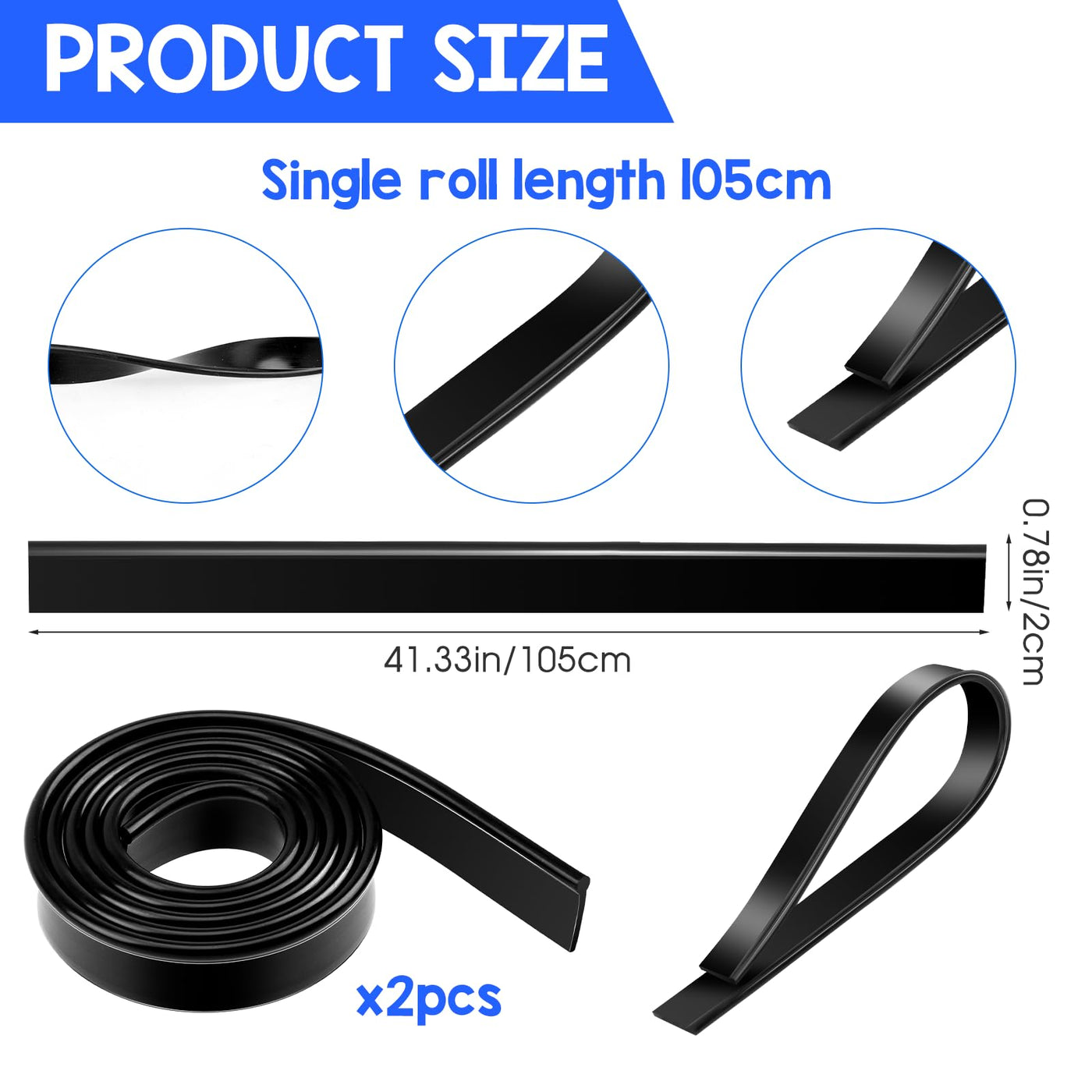 2 Stück Fensterabzieher Gummilippe 105cm Schwarz Ersatz Fensterwischer Lippe Weich Silikon Ersatzgummi für Duschabzieher Fenster Glasflächen