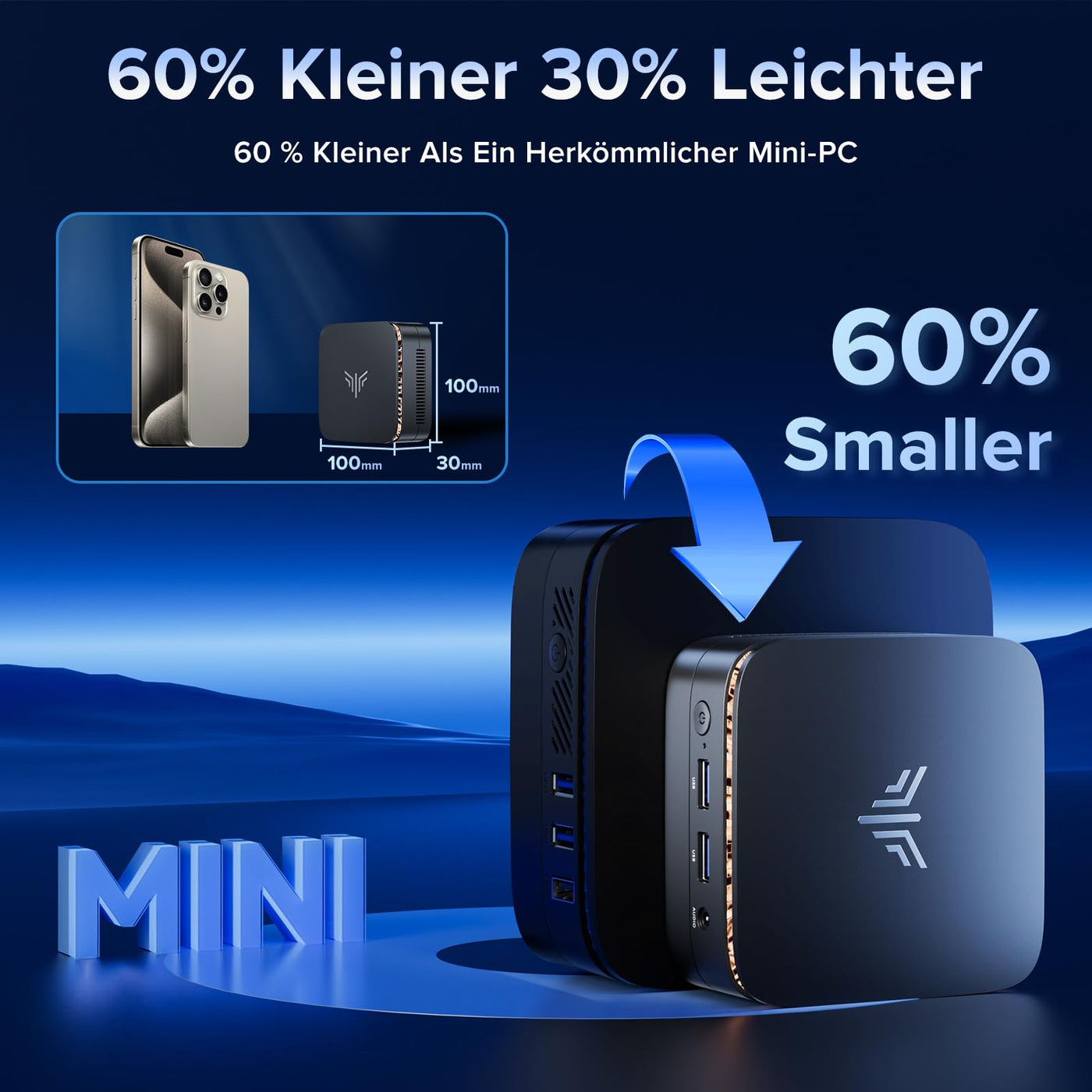 NiPoGi E1 Mini PC mit Ιntel Alder Lake N97(Max 3,6 GHz) 16GB DDR4 512GB SSD,Mini Computer Dual UHD Display 4K@60Hz HDMI 2.0+DP 1.4 Desktop PC mit Gigabit Ethernet/2.4+5G WiFi/Bluetooth für Büro