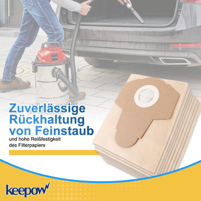KEEPOW Schmutzfangsack 30L Staubsaugerbeutel für Einhell Nass-Trockensauger, StaubsaugerBeutel für Einhell TC-VC 1820 s Beutel, 8 Stück