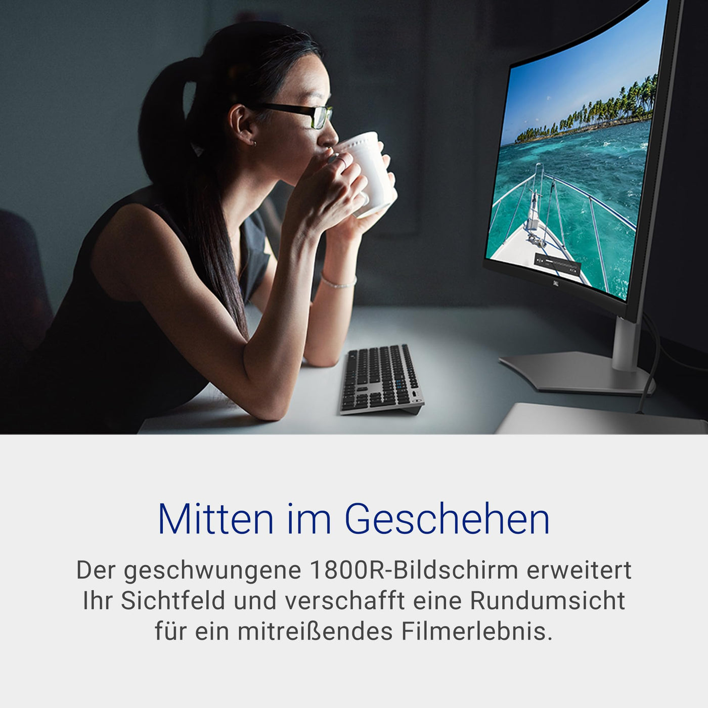 Dell S3221QSA 31.5 Zoll 4K UHD (3840x2160) 1800R Curved Monitor, 60Hz, VA, 4ms, AMD FreeSync, 99% sRGB, Eingebaute Lautsprecher, DisplayPort, 2x HDMI, 3x USB, 3 Jahre Garantie, Silber