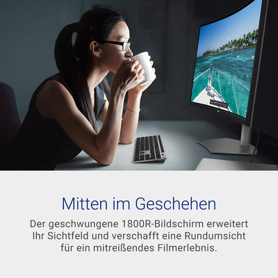 Dell S3221QSA 31.5 Zoll 4K UHD (3840x2160) 1800R Curved Monitor, 60Hz, VA, 4ms, AMD FreeSync, 99% sRGB, Eingebaute Lautsprecher, DisplayPort, 2x HDMI, 3x USB, 3 Jahre Garantie, Silber