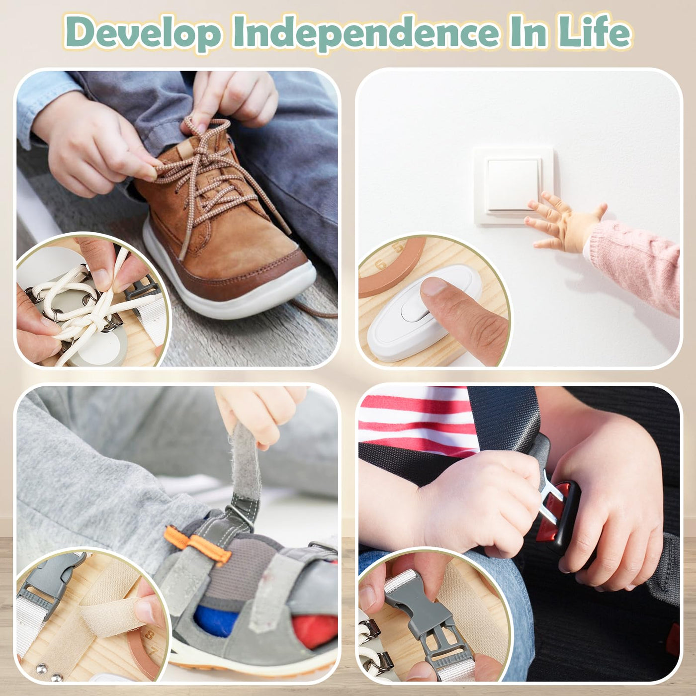 Joyreal Montessori Busy Board - Motorikbrett Activity Board Montessori Motorik Spielzeug Sensorik Brett Motorikboard Geschenk für Mädchen Junge