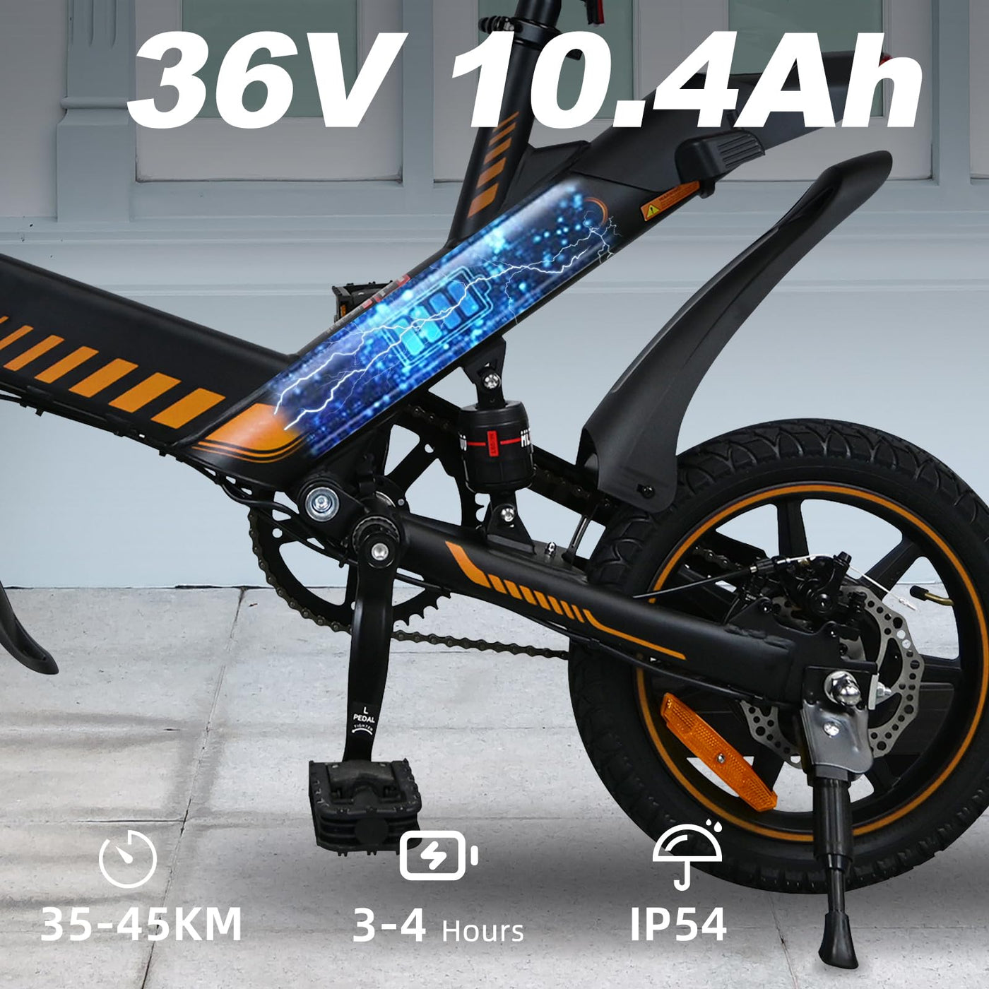 IDMD 14 Zoll E-Bike Klappbar, 36V 10,4Ah Akku und Bis 45 km Reichweite, 250W Motor, Einstellbarer Höhe Mini Elektro-Klapprad für Stadt & Pendler Damen und Herren (Blau)