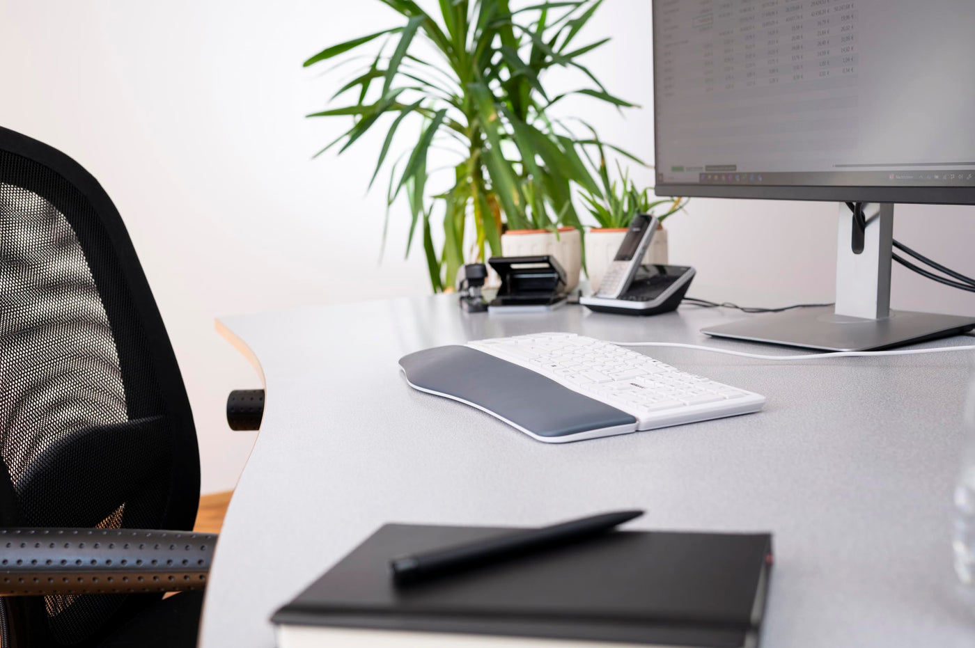 CHERRY KC 4500 ERGO, Ergonomische Tastatur, Deutsches Layout (QWERTZ), Kabelgebunden, Handballenauflage mit Memory-Schaum, Geschwungenes Tastenfeld, Weiß-Grau