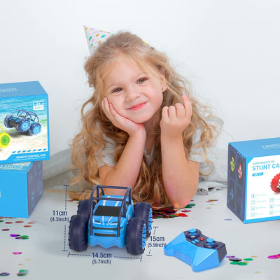 MaxTronic Direktladung Ferngesteuertes Auto mit LED Licht, Amphibien Wasserdichter RC Stunt Auto 360° Flips, 4WD 15KM/H Offroad 2.4G MonsterTruck Spielzeug Mädche Jungen für Kinder ab 3 Jahren