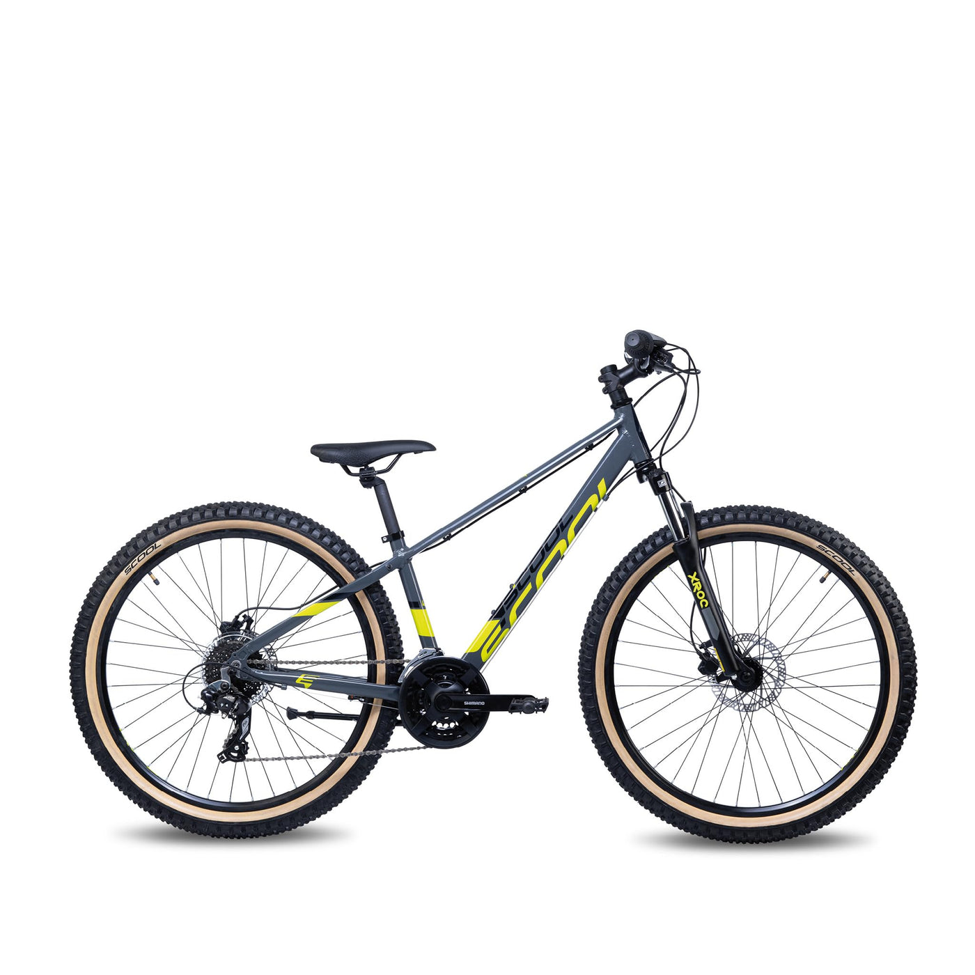 S'Cool Xroc Disc Alloy 26R 24S Kinder Mountain Bike (40cm, Grau/Gelb)
