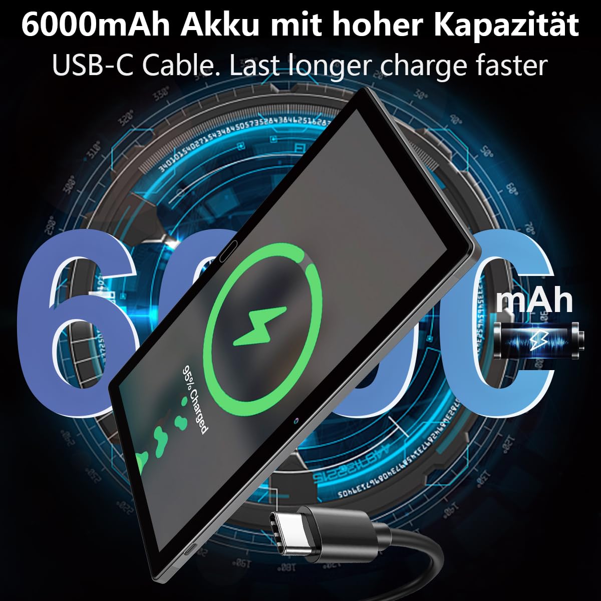 KADYBE 2025 Neueste Android Tablet 10 Zoll,2-in-1 Tablet Mit 2 SIM Slots 1 SD, 64GB ROM TF 512GB,Octa-Core,Tablets PC mit Tastatur Maus Schutzhülle,1080 LCD,5MP+13MP,WiFi GPS OTG-Typ C(Grau)