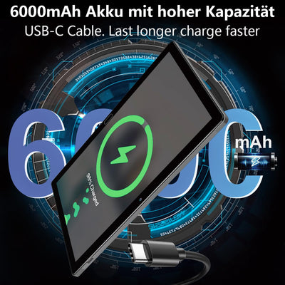 KADYBE 2025 Neueste Android Tablet 10 Zoll,2-in-1 Tablet Mit 2 SIM Slots 1 SD, 64GB ROM TF 512GB,Octa-Core,Tablets PC mit Tastatur Maus Schutzhülle,1080 LCD,5MP+13MP,WiFi GPS OTG-Typ C(Grau)