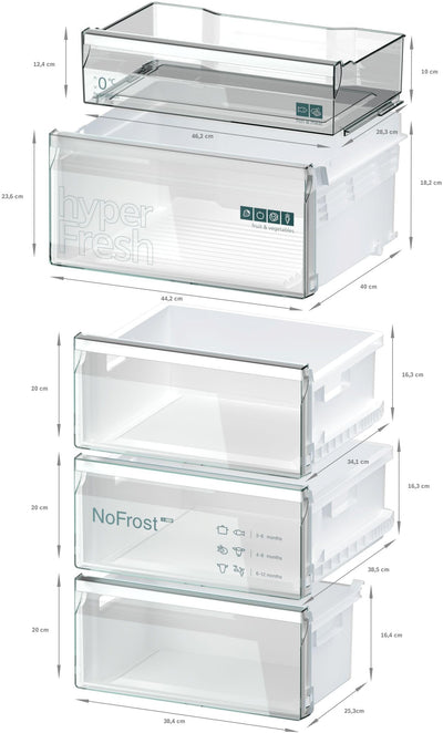 SIEMENS KG39N2XAF Stand-Kühl-Gefrier-Kombination iQ300, freistehende Kühlkombination mit Gefrierbereich unten 203x60 cm, 260L Kühlen, 103L Gefrieren, noFrost, hyperFresh, LED-Beleuchtung, BlackSteel