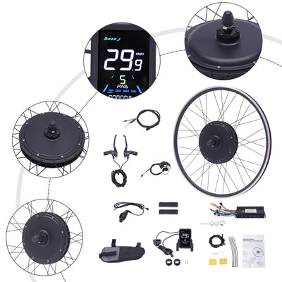XUEMANSHOP Elektrofahrrad Umbausatz 48V 1000W, Ebike Kit mit Upgrade-Display 5 Gang Geschwindigkeitsanpassung für 28 Zoll 29 Zoll und 700C Hinterrad Vorderrad Fahrrads (hinterrad)